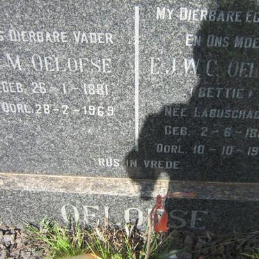OELOFSE J.M. 1881-1969 &amp; E.J.W.C.LABUSCHAGNE 1882-1959