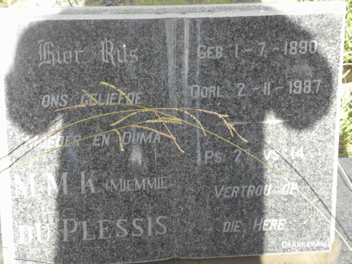 PLESSIS M.M.K., du 1890-1987