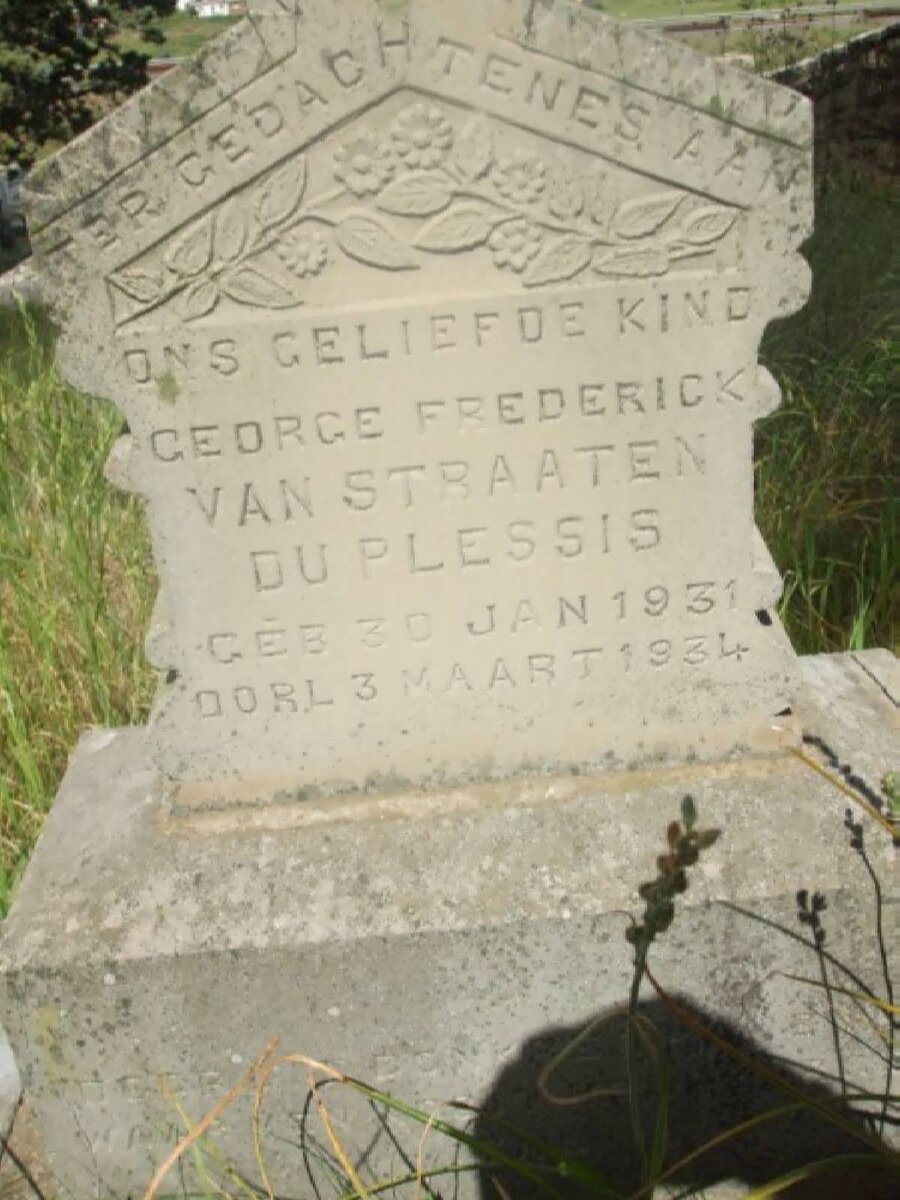 PLESSIS George Frederick van Straaten, du 1931-1934