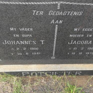 POTGIETER Johannes T. 1900-1981 &amp; Jacoba J. 1907-1979