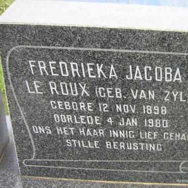 ROUX Fredrieka Jacoba, le nee VAN ZYL 1898-1980