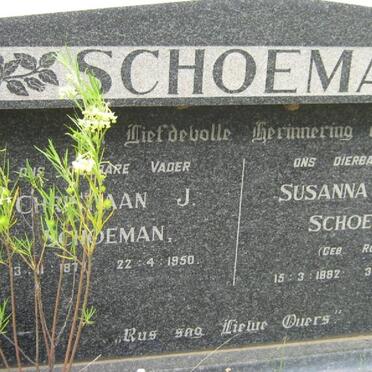 SCHOEMAN Christiaan J. 1877-1950 &amp; Susanna M.A. ROODT 1882-1950