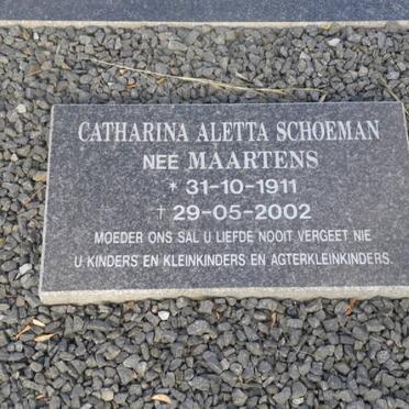 SCHOEMAN Catharina Aletta nee MAARTENS 1911-2002