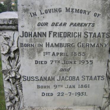 STAATS Johann Friedrich 1855-1935 &amp; Sussanah Jacoba 1861-1951