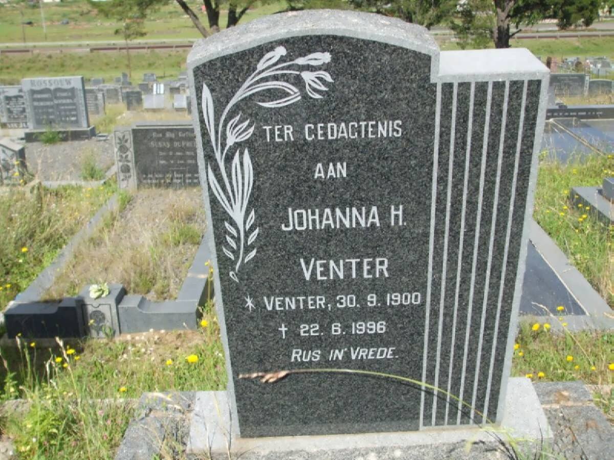 VENTER Johanna H. nee VENTER 1900-1996