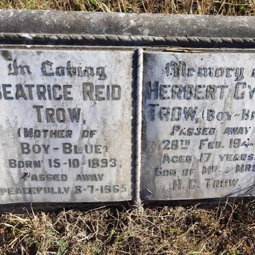 TROW Beatrice Reid 1893-1965 :: TROW Herbert Cyril -1944