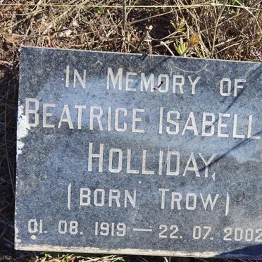 HOLLIDAY Beatrice Isabella nee TROW 1919-2002