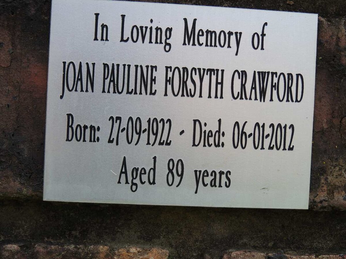 CRAWFORD Joan Pauline Forsyth 1922-2012