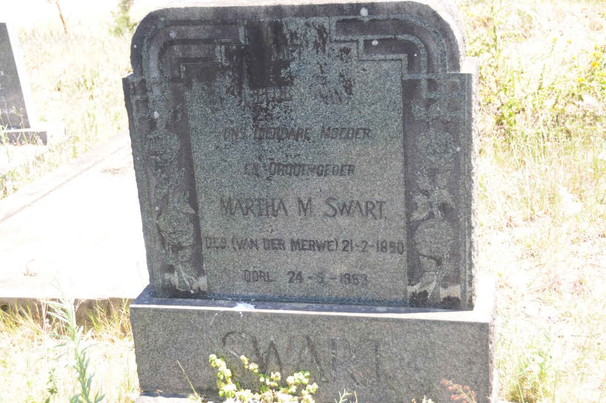 SWART Martha M. nee van der MERWE 1890-195?