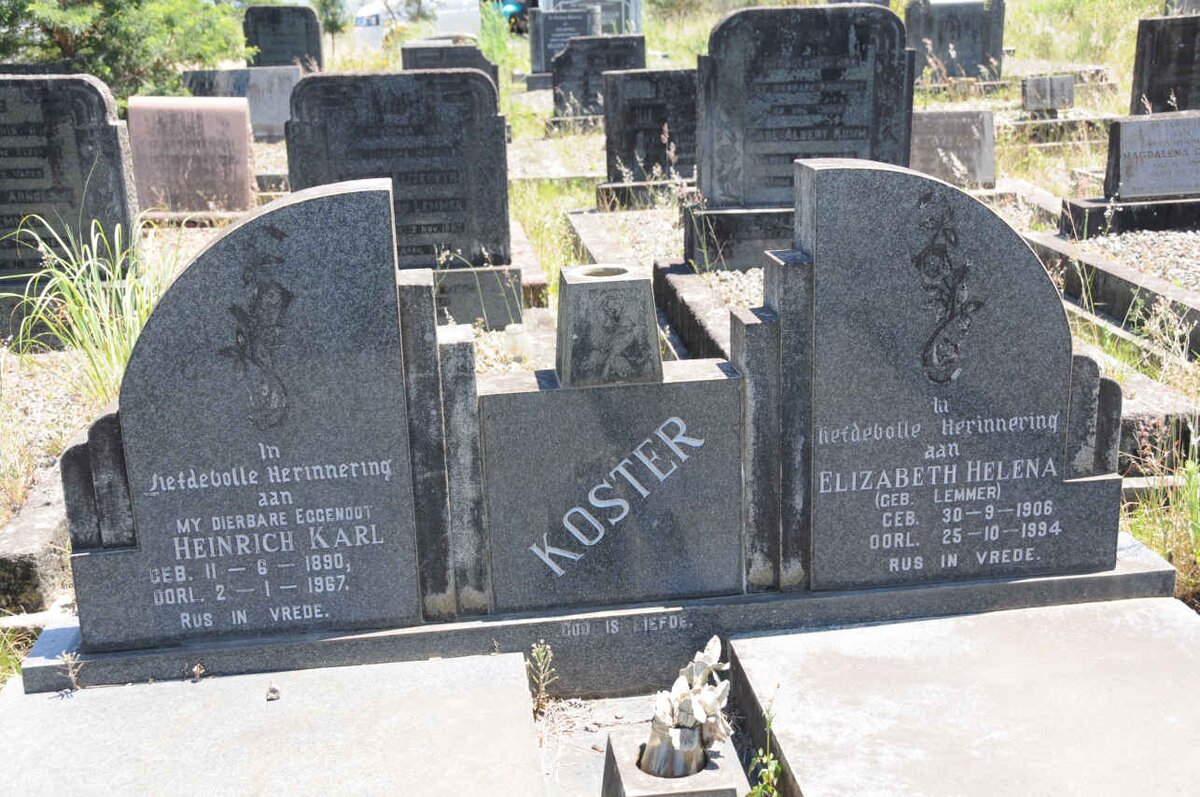 KOSTER Heinrich Karl 1890-1967 &amp; Elizabeth Helena LEMMER 1906-1994