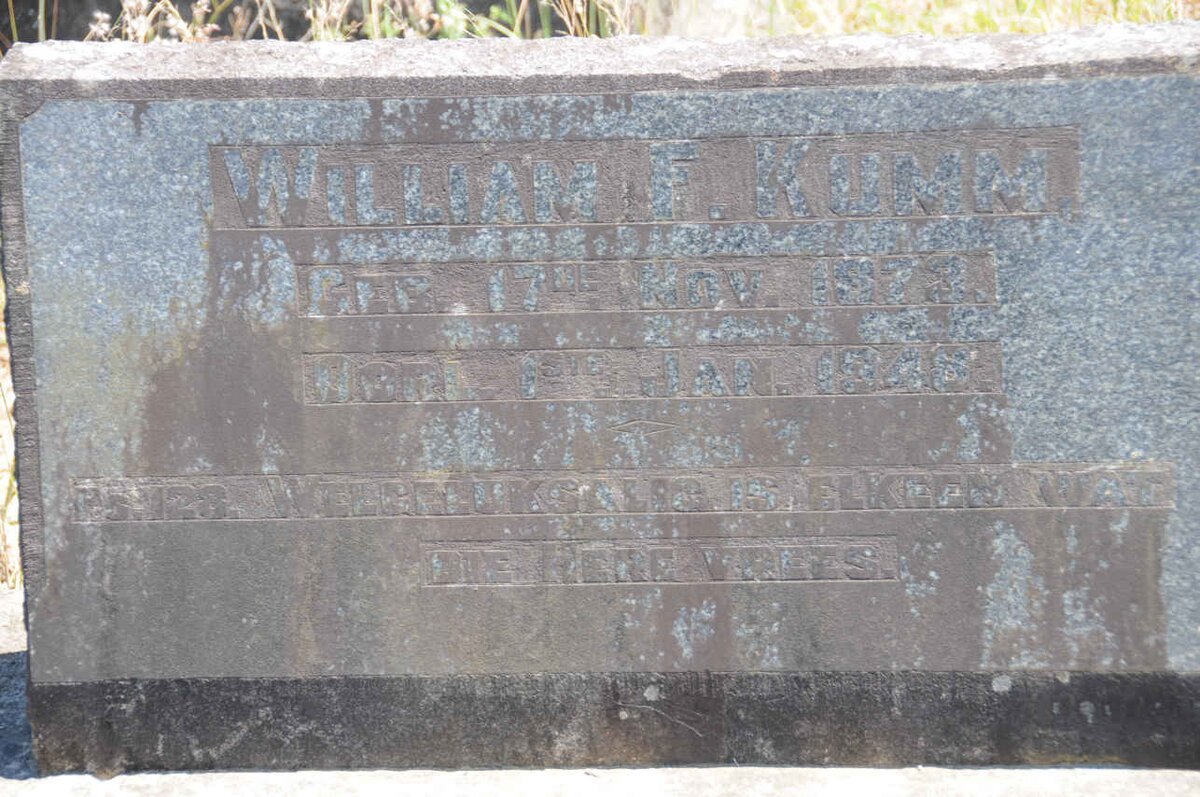 KUMM William F. 1873-1948