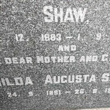SHAW John William Abercrombie 1883-1953 &amp; Hilda Augusta 1891-1959 