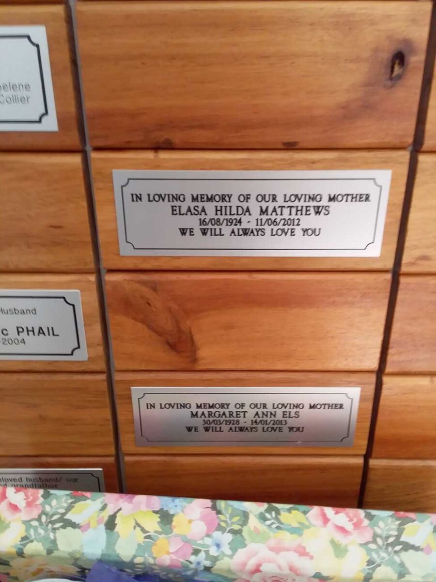 MATTHEWS Elasa Hilda 1924-2012 :: ELS Margaret Ann 1928-2013