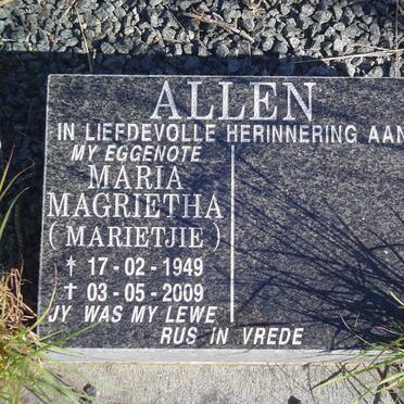 ALLEN Maria Magrietha 1949-2009 