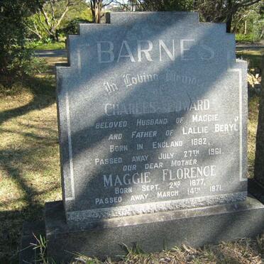 BARNES Charles Edward 1882-1961 &amp; Maggie Florence 1877-1971