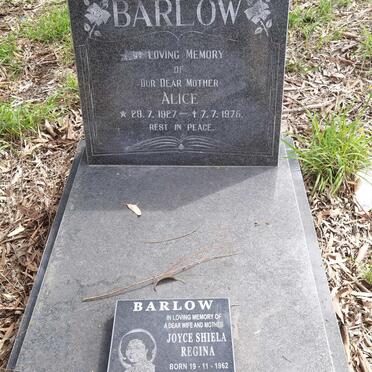 BARLOW Alice 1927-1975 :: BARLOW Joyce Shiela Regina 1962-2014