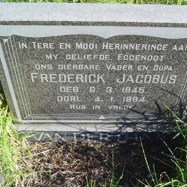 BANK Frederick Jacobus, van der 1945-1994 