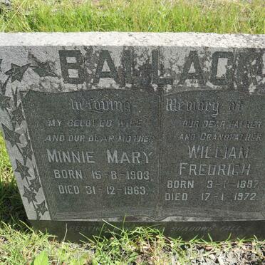 BALLACK William Fredrich 1897-1972 &amp; Minnie Mary 1903-1963