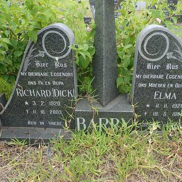 BARRY Richard 1920-2003 &amp; Elma 1928-1984