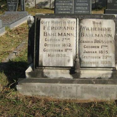 BAHLMANN Ferdinand 1852-1939 &amp; Wilhemine BRÜSSOW 1855-1939