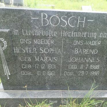 BOSCH Barend Johannes 1888-1958 &amp; Hester Sophia MARAIS 1901-1961