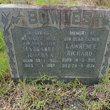 BOWLES Lawrence Richard 1905-1974 &amp; Margaret Johanna 1900-1969