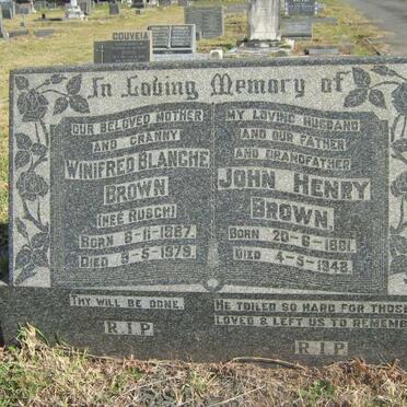 BROWN John Henry 1881-1948 &amp; Winifred Blanche RUSCH 1887-1979