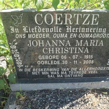 COERTZE Johanna Maria Christina 1915-2008