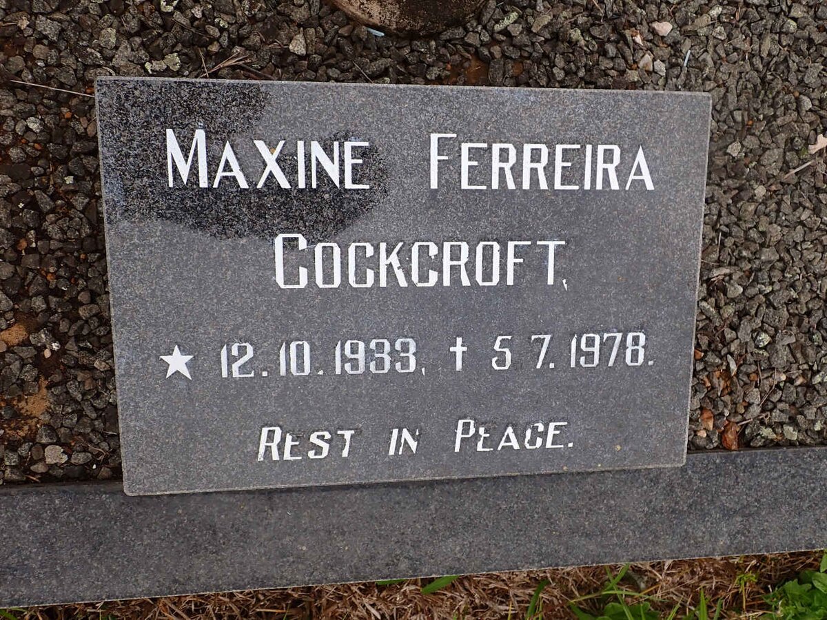 COCKROFT Maxine Ferreira 1933-1978