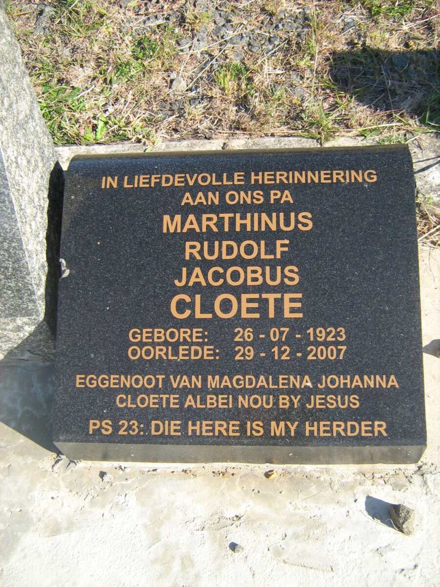 CLOETE Marthinus Rudolf Jacobus 1923-2007