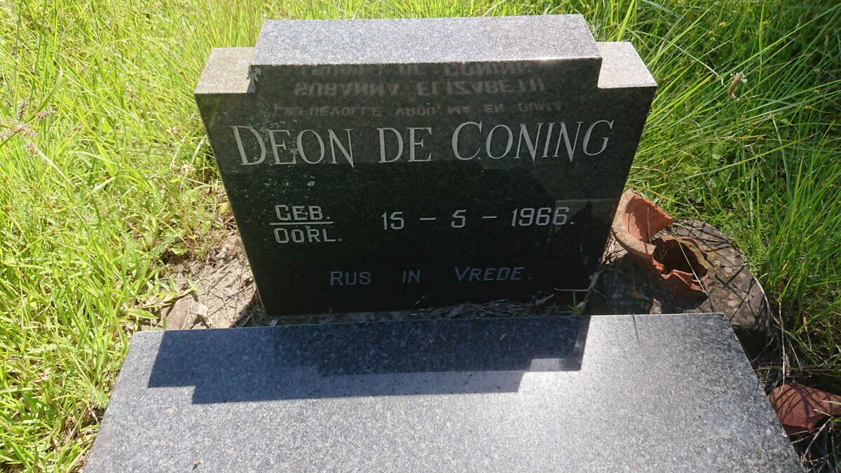 CONING Albertus Daniel, de 1938-2011 &amp; Susanna Elizabeth 1943-2006 :: DE CONING Deon 1966-1966