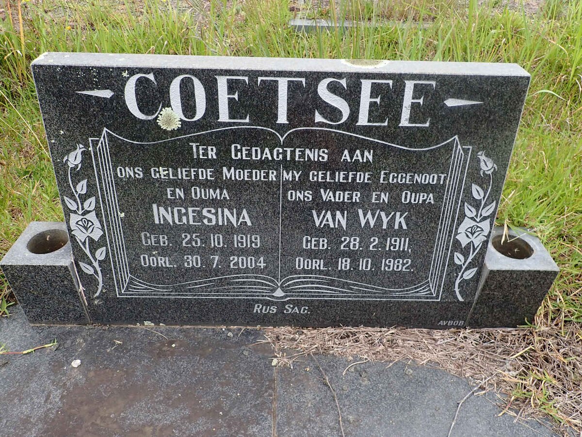 COETSEE Van Wyk 1911-1982 &amp; Ingesina 1919-2004