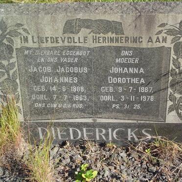 DIEDERICKS Jacob Jacobus Johannes 1888-1963 &amp; Johanna Dorothea 1887-1978