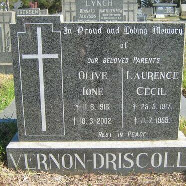 DRISCOLL Laurence Cecil, Vernon 1917-1959 &amp; Olive Ione 1916-2002