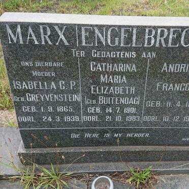 ENGELBRECHT Andries Francois 1909-1990 &amp; Catharina Maria Elizabeth BUITENDAG 1901-1983