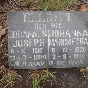 ELLIOTT Johannes Joseph 1915-1994 &amp; Johanna Margrietha 1920-1990