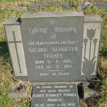 FORBES George Sangster 1930-1963 &amp; Agnes Stanley 1928-1996