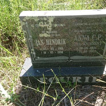 FOURIE Jan Hendrik 1918-1998 &amp; Anna C.P. KNOESEN 1934-2002