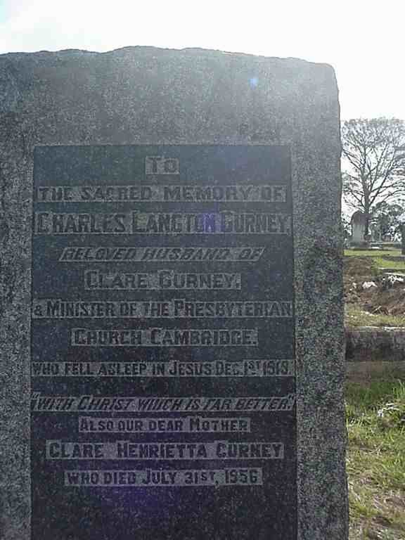 GURNEY Charles Langton -1919 &amp; Clare Henriette -1956