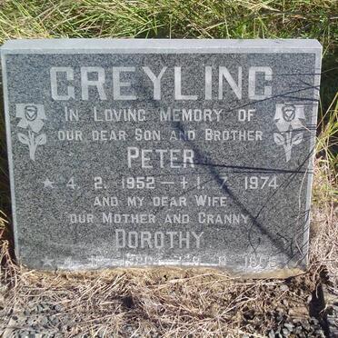GREYLING Peter 1952-1974 :: GREYLING Dorothy 1926-1995