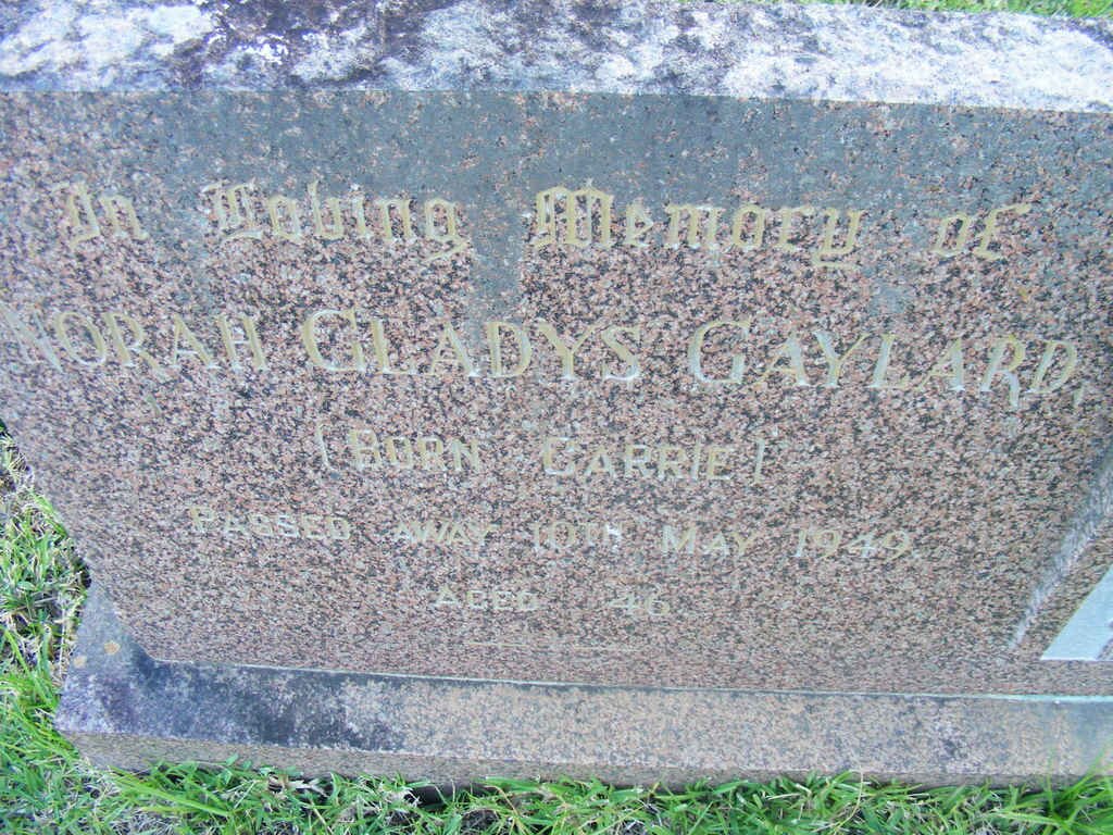 GAYLARD Norah Gladys nee CARRIE -1949