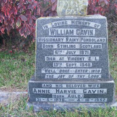 GAVIN William 1871-1948 &amp; Annie Harvie AULD 1876-1952
