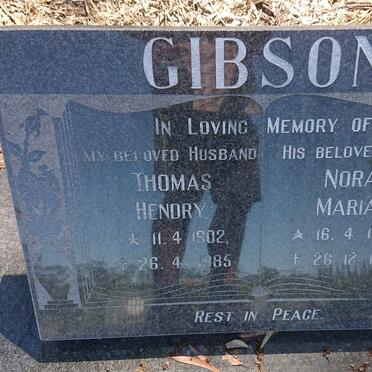 GIBSON Thomas Hendry 1902-1985 &amp; Nora Maria 1908-1997