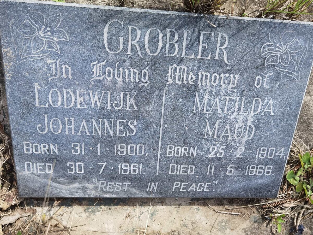 GROBLER Lodewijk Johannes 1900-1961 & Matilda Maud 1904-1966