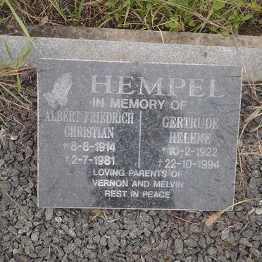 HEMPEL Albert Friedrich Christian 1914-1981 &amp; Gertrude Helene 1922-1994