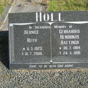HOLL Gerhardus Hendrikus Hattingh 1904-1986 &amp; Bernice Ruth 1923-2006