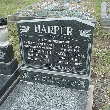 HARPER Harold Thomas 1915-2007 &amp; Clarress Ruth 1919-1982 :: HARPER Peggy Margaret Francis 1919-1998 