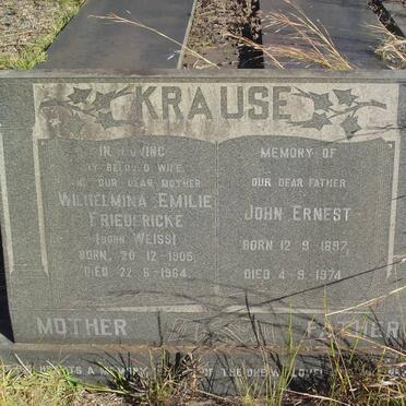 KRAUSE John Ernest 1897-1974 &amp; Wilhelmina Emilie Friedericke WEISS 1905-1964
