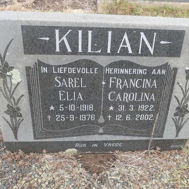 KILIAN Sarel Elia 1918-1976 &amp; Francina Carolina 1922-2002