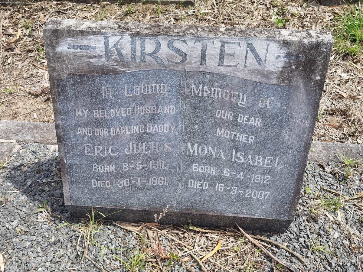 KIRSTEN Eric Julius 1911-1961 & Mona Isabel 1912-2007